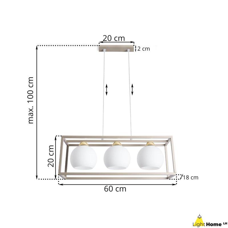 Lampa wisząca sufitowa żyrandol ELIZA klatka kaszmirowy beż szklane białe kule loft