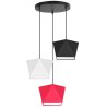 Lampa wisząca z trzema niezależnymi abażurami w kształcie diamentów