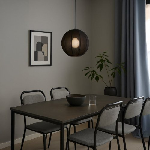 Lampa wisząca sufitowa żyrandol japandi DANA czarny abażur kula do sypialni jadalni salonu