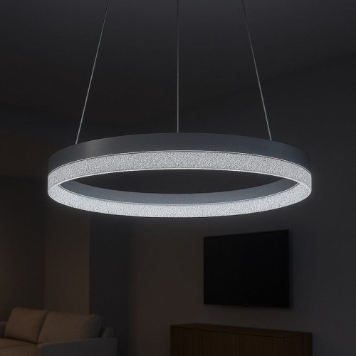 Lampa wisząca sufitowa żyrandol LED GALA SILVER glamour chrom ring 25W do salonu jadalni