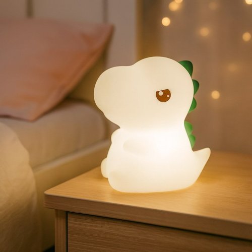Lampka dziecięca nocna DINO zabawka miękka silikonowa dinozaur USB RGB