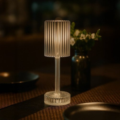 Lampka nocna stołowa LED przenośna bezprzewodowa SIMPLE CLEAR USB glamour