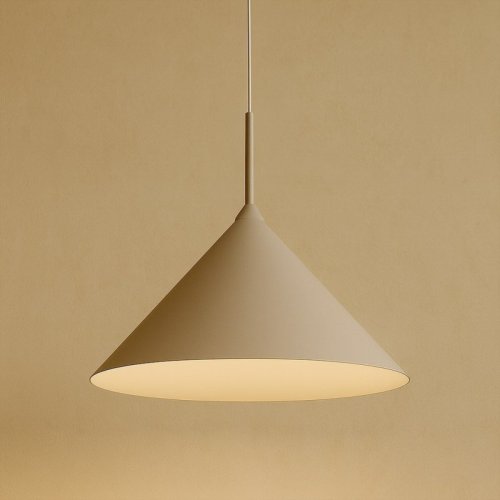 Lampa wisząca sufitowa żyrandol CAPITAL TAUPE kaszmirowy beż stożek 46cm do kuchni jadalni japandi