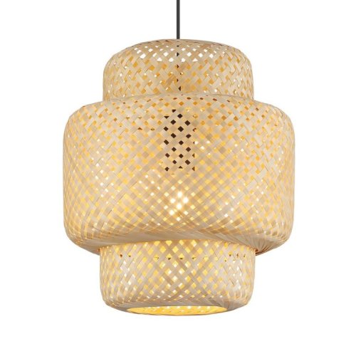 Lampa wisząca sufitowa żyrandol HESTIA bambusowy abażur boho japandi 30cm do sypialni salonu