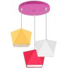 Nowoczesna lampa sufitowa dziecięca z trzema abażurami w różnych kolorach