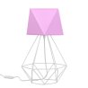 Stylowa lampka nocna wykonana z metalu z abażurem w kształcie diamentu w kolorze różowym