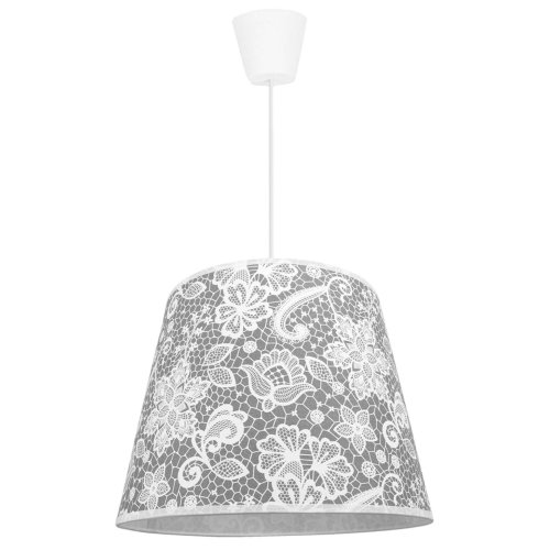 Lampa Wisząca Abażur Materiał Liście Koronka