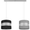 Lampa wisząca metalowa listwa z abażurami z materiału czarny i szary 