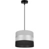 Lampa wisząca sufitowa z abażurem jasnoszarym czarna linka