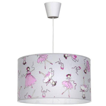 Nowoczesna lampa wisząca z abażurem wzór baletnica na szarym tle