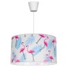	Elegancka lampa wisząca do pokoju dziecka z abażurem wzór flamingi niebieskie