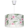 Nowoczesna lampa wisząca z abażurem różowe kwiaty