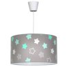 Nowoczesna lampa wisząca żyrandol KIDS z abażurem zielone gwiazdki na szarym tle