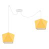 Nowoczesna lampa wisząca sufitowa z dwoma abażurami w kolorze żółtym 
