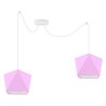 Nowoczesna lampa wisząca różowe abażury z białą linką