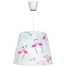 Elegancka lampa do pokoju dziecka ze wzorem w zielone flamingi