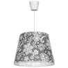 	Elegancka lampa wisząca sufitowa CONE z abażurem szarym z delikatną koronką