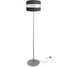 Nowoczesna lampa podłogowa czarny abażur z szarą konstrukcją