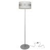 Elegancka lampa podłogowa kremowy abażur o średnicy 35 cm na metalowej szarej konstrukcji Elegancka lampa podłogowa kremowy abażur o średnicy 35 cm na metalowej szarej konstrukcji