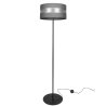 Elegancka lampa podłogowa czarna konstrukcja z ciemnoszarym abażurem z materiału 	Elegancka lampa podłogowa czarna konstrukcja z ciemnoszarym abażurem z materiału