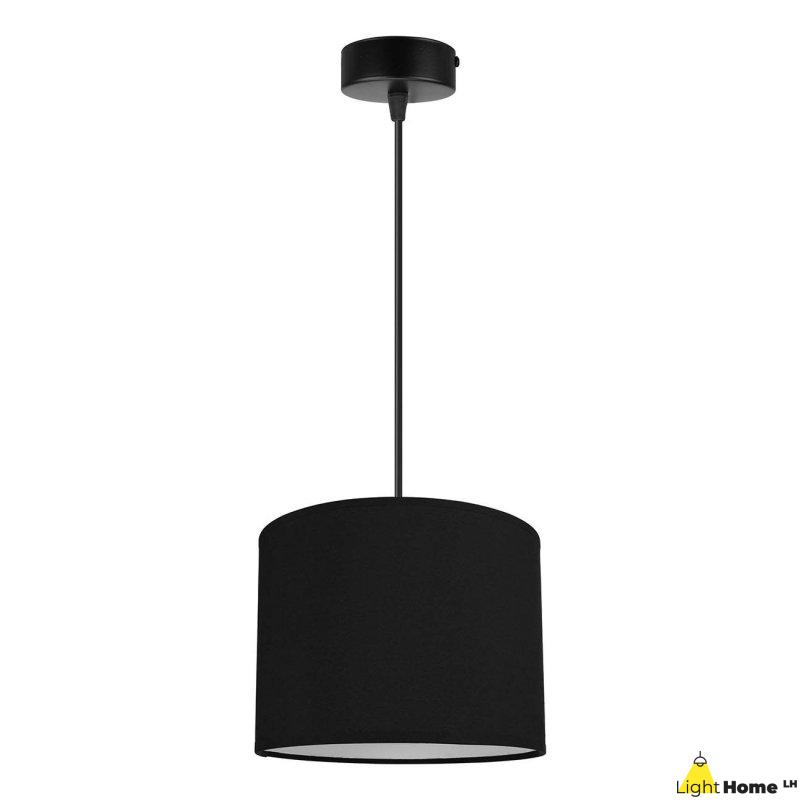 Lampa wisząca regulowana z czarnym abażurem i czarną konstrukcją