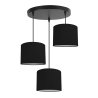 Nowoczesna lampa wisząca z czarnymi abażurami i czarną konstrukcją Nowoczesna lampa wisząca z czarnymi abażurami i czarną konstrukcją