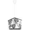 Lampa wisząca z abażurem w szare liście diament