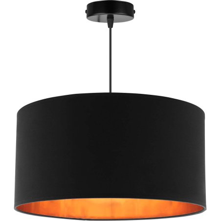 Lampa wisząca z czarnym abażurem i złotym środkiem