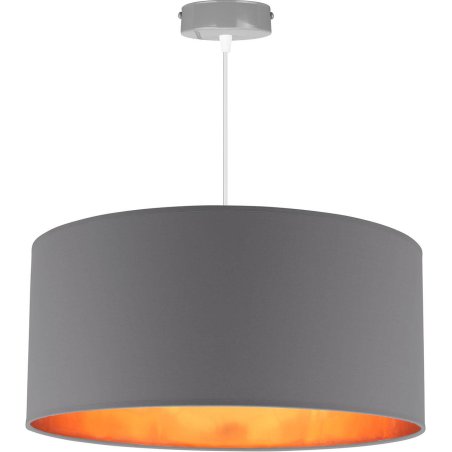 Nowoczesna lampa wisząca z ciemnoszarym abażurem złoty środek