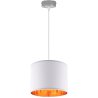Stylowa lampa wisząca z jasnoszarym abażurem ze złotym wnętrzem Stylowa lampa wisząca z jasnoszarym abażurem ze złotym wnętrzem