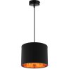 Stylowa lampa wisząca z czarnym abażurem ze złotym wnętrzem