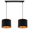 Lampa wisząca z czarnymi abażurami ze złotym wnętrzem i czarną listwą