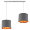 Lampa wisząca z ciemnoszarymi abażurami ze złotym wnętrzem i szarą listwą Lampa wisząca z ciemnoszarymi abażurami ze złotym wnętrzem i szarą listwą