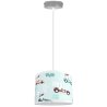 Lampa wisząca dziecięca z abażurem w króliczki i szarą konstrukcją Lampa wisząca dziecięca z abażurem w króliczki i szarą konstrukcją