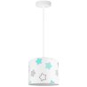 Lampa wisząca dziecięca z abażurem w niebieskie gwiazdki i białą konstrukcją Lampa wisząca dziecięca z abażurem w niebieskie gwiazdki i białą konstrukcją