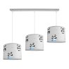 Lampa wisząca do pokoju dziecka z abażurami w pandy na szarej konstrukcji Lampa wisząca do pokoju dziecka z abażurami w pandy na szarej konstrukcji