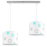 Lampa wisząca dziecięca z abażurami w zielone gwiazdki z szarą listwą Lampa wisząca dziecięca z abażurami w zielone gwiazdki z szarą listwą