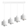 Biała lampa wisząca 4-płomienna na listwie metalowa Biała lampa wisząca 4-płomienna na listwie metalowa