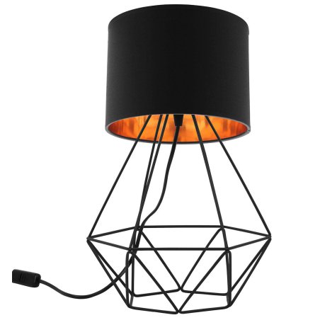 Lampka Nocna Stojąca z Czarnym Abażurem Złotym w Środku