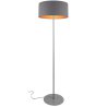 Lampa Podłogowa Stojąca z Ciemnoszarym Materiałowym Abażurem