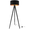 Trójnóg Podłogowy Lampa z Abażurem Czarnym Złotym w Środku
