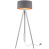 Trójnóg Podłogowy Lampa z Abażurem Ciemnoszarym Złotym w Środku