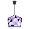 Wisząca Lampa Abażur Różowe Trójkąty Czarna Konstrukcja Wisząca Lampa Abażur Różowe Trójkąty Czarna Konstrukcja