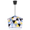 Wisząca Lampa Abażur Żółte Trójkąty Czarna Konstrukcja