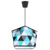 Wisząca Lampa Abażur Niebieskie Trójkąty Czarna Konstrukcja