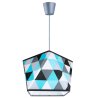 Wisząca Lampa Abażur Niebieskie Trójkąty Szara Konstrukcja