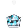 Wisząca Lampa Abażur Niebieskie Trójkąty Biała Konstrukcja