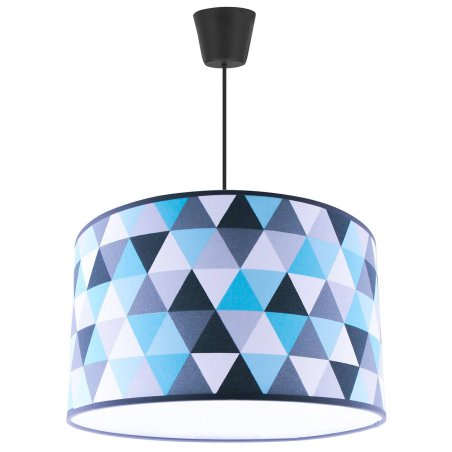 Lampa ze Wzorzystym Niebieskim Abażurem i Czarną Linką