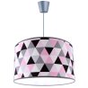 Lampa ze Wzorzystym Różowym Abażurem i Szarą Linką
