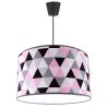 Lampa ze Wzorzystym Różowym Abażurem i Czarną Linką